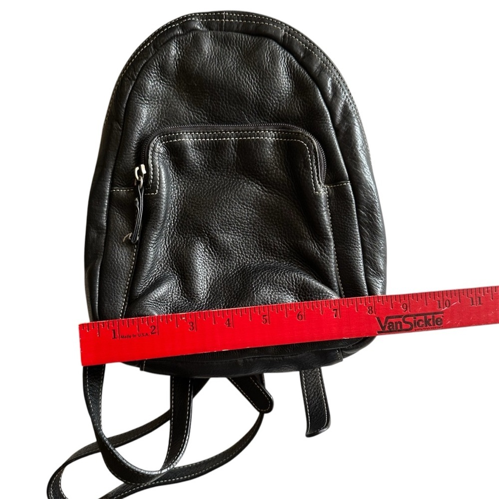 Tignanello Black Leather Stitched Backpack Purse 10 x 8.5” genuine leather - Picture 9 of 9
